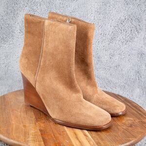 DOLCE VITA Womens Brown Padded Susann Square Toe Wedge Leather Booties 9